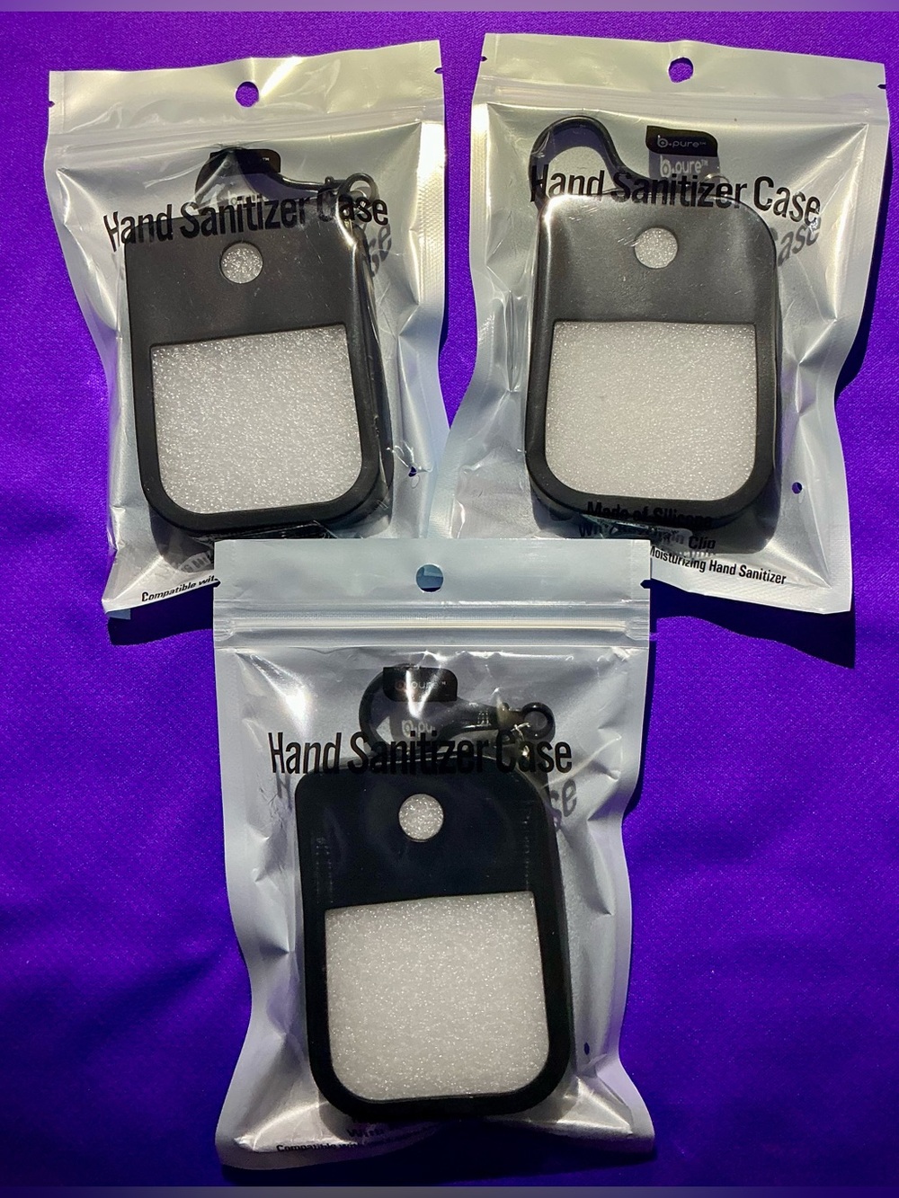 Hand Sanitizer Case Keychain - Black - b-pure